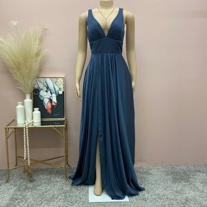Smoky Blue Prom Dress